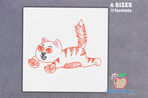 A Designer’s Review: Tabby Cat Lying Down for Seasonal Embroidery