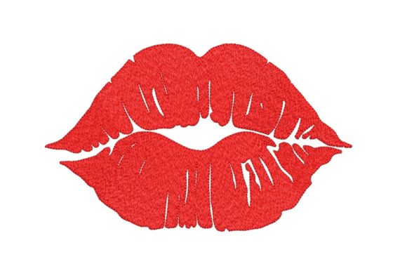 Red Lips Embroidery Design for Small Business Merch