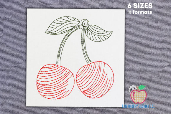 Two Cherries with Leaves Line Design: A Stitcher's Review